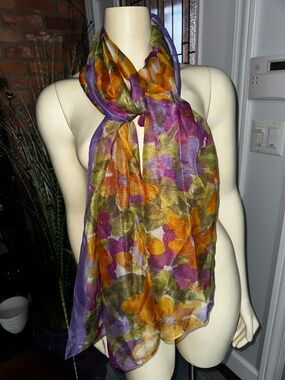 Beautiful Sheer Floral Long Scarf ~ Jennifer Moore